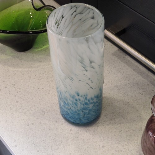 Blue white swirl art - art, glass
