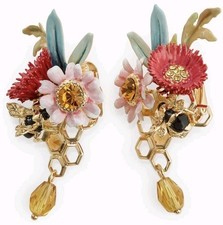 Les Nereides £350 Multicolour Flowers And Honeycomb Earrings 