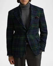 $498 Polo Ralph Lauren Blazer SZ 46R Men's Tartan Plaid Wool Modern Sport Coat