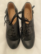 Pre Worn To Try Tap Dancing  Black Leather Goleen Tap Dance Shoes Size 6