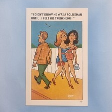 Comic Postcard C1970 Undercover Policeman Boobs Felt Truncheon Quip Signed