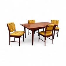 Mid Century Mcintosh Teak 2 Extra Leaf Extending Dining Table & 4 Chairs