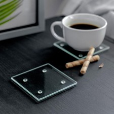 6x Square Glass Coasters 10cm