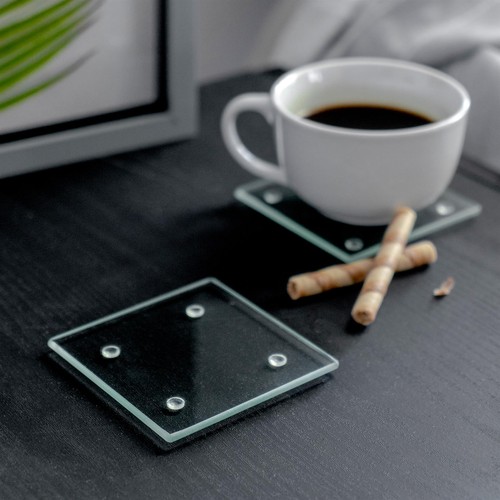 Square glass coasters 10cm - 6x,