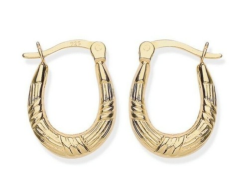 9ct gold silver oval creole - on,