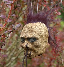 BLACK MOHAWK SHRUNKEN HEAD CAR MIRROR DANGLE GOTH 50s ECO FRIENDLY TOY 