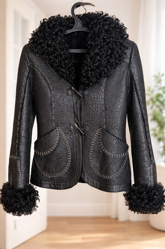 Vintage black embossed leather - vintage,