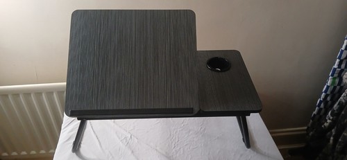 Black adjustable folding table - black,
