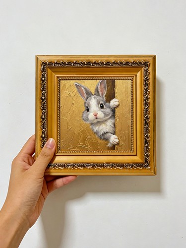 Rabbit peeking golden - peeking, gap