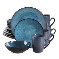 vancasso 16pc Dinnerware Set Plates and Bowls Set Blue Green Brown Dinner Set