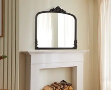 Chatsworth Black Overmantle Mirror - Fireplace Wall Decor- H 104cm x W 114cm