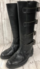 Itshide - Commando Zip Buckled Long Motorcycle Police Boots - Black - UK 4