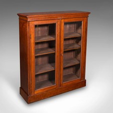 Antique Display Bookcase, English, Glazed Book Cabinet, Home Library, Victorian
