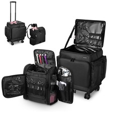 Byootique Soft Rolling Hair Stylist Train Case w/ Hair Tools Travel Bag Backpack