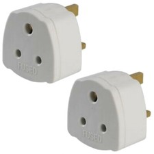 2 x  Round Pin 5 Amp to 13 Amp  Square Pin UK Adaptor Plug Socket