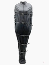Full Body Binding Bondage BDSM Fetish Suit Sleep Sack Bag Faux Leather Straps