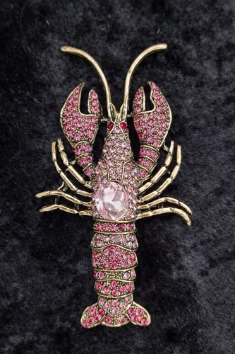 Large pink lobster brooch - lobster,