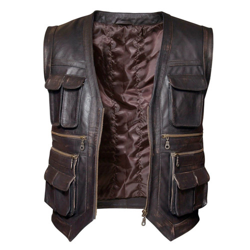 Men brown real sheepskin - brown,