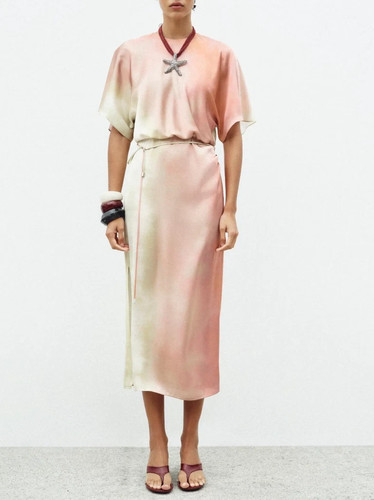 Zara pink green - green, satin
