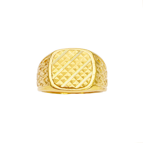22ct gold mens signet - gold, high