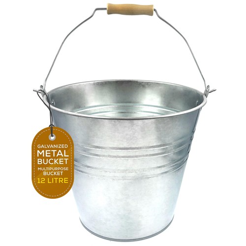 Galvanised bucket 12l - galvanised, metal