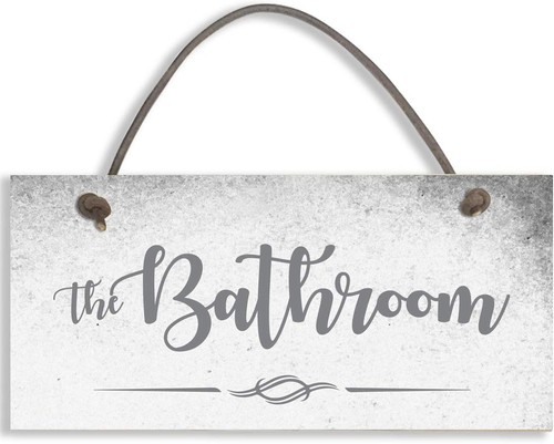 The bathroom door sign plaque - the,