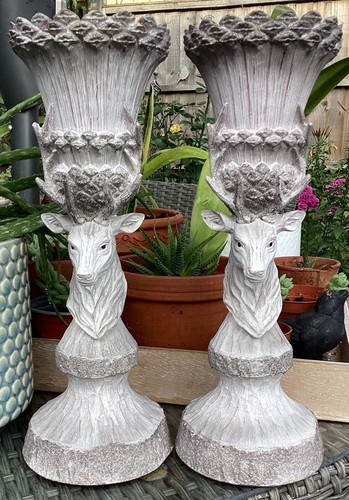 Pair stag deer head candle - stag/deer,