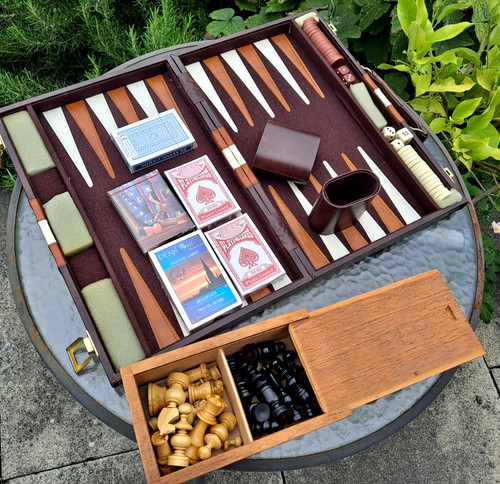 Backgammon cased set - set, vintage