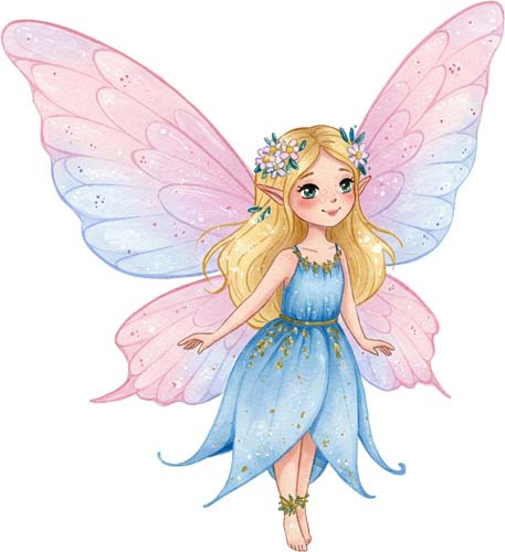 Watercolour happy fairy wall - watercolour,