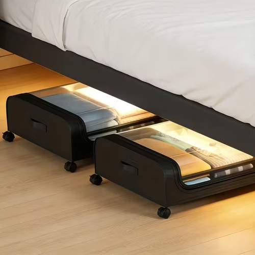 Under bed storage with - with, wheels