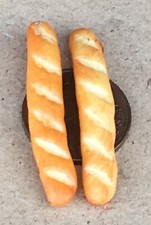 2 Parisienne Stick Loaves Tumdee 1:12 Scale Dolls House Bakery Bread Accessory
