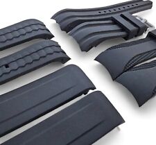 Premium Curved End Watch Strap Band Silicone Rubber 18mm 20mm 22mm 24mm Black UK
