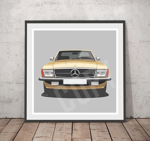 Mercedes 350sl r107 artwork - mercedes,