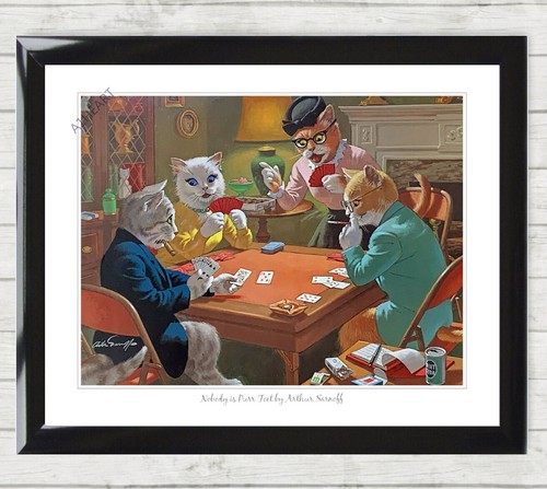 Cats playing poker cards - playing,
