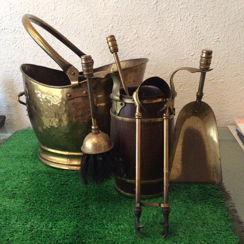 Vintage hammered brass coal - vintage,