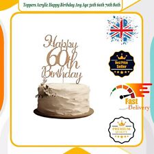 Personalised Cake Toppers Acrylic Happy Birthday Any Age 50th 60th 70th 80th