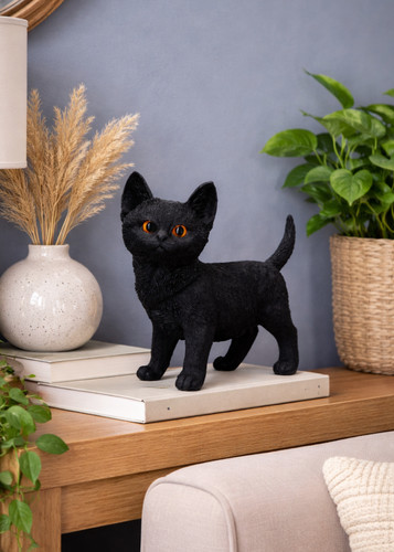 Black cat ornament - black,