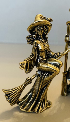 Solid brass witch broom - witch, on