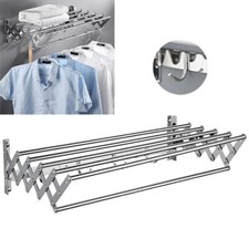 Wall Mounted UK Extendable Clothes Airer For Hanging Washing Rack Towel Laundry