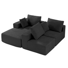 Modular Sectional Sofa L Shaped Cloud Couch with Chaise and Cushion Black