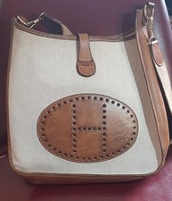 Borsa-HERMES -Evelyne - Bag Toile H Canvas Leather Natural Brown 
