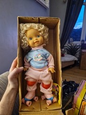 vintage doll, 80s toy, roller