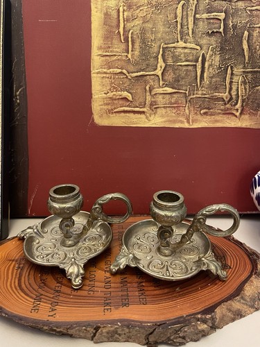 Pair vintage solid brass - pair,