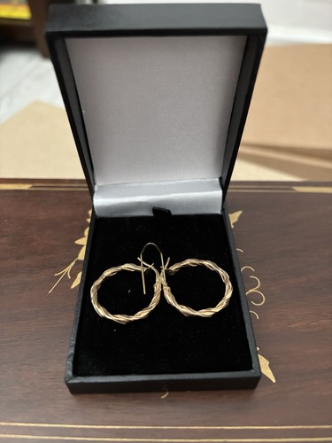 9ct gold twisted hoop earrings - twisted,