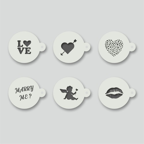 Valentines day coffee stencils
