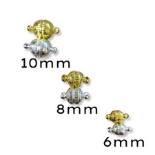 Magnetic Round Ball Clasps, Silver or Gold Plated, Engraved  6mm  8mm 10mm K55