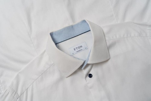 Men eton shirt white cotton - cotton, 42