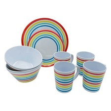 Melamine Dinner Set Caravan Camping Motorhome Boat 16pc Picnic Plates Bowls Mugs