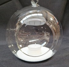 4 X 12CM Glass Hanging Baubles Fillable Sphere Candle Tealight Holder Wedding