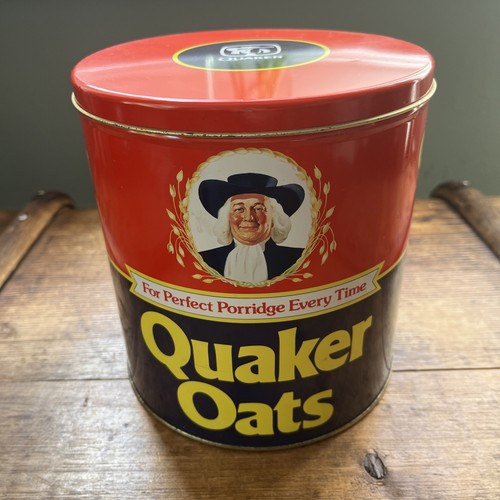 Vintage storage tin quaker - vintage,